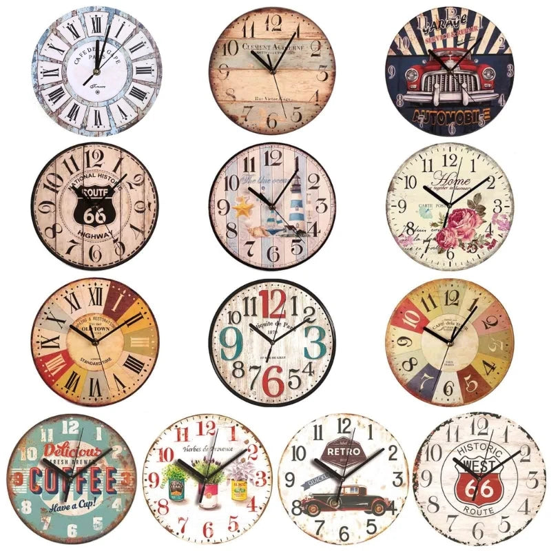 Wooden Silent Wall Clock, 9-inch Coffee Theme