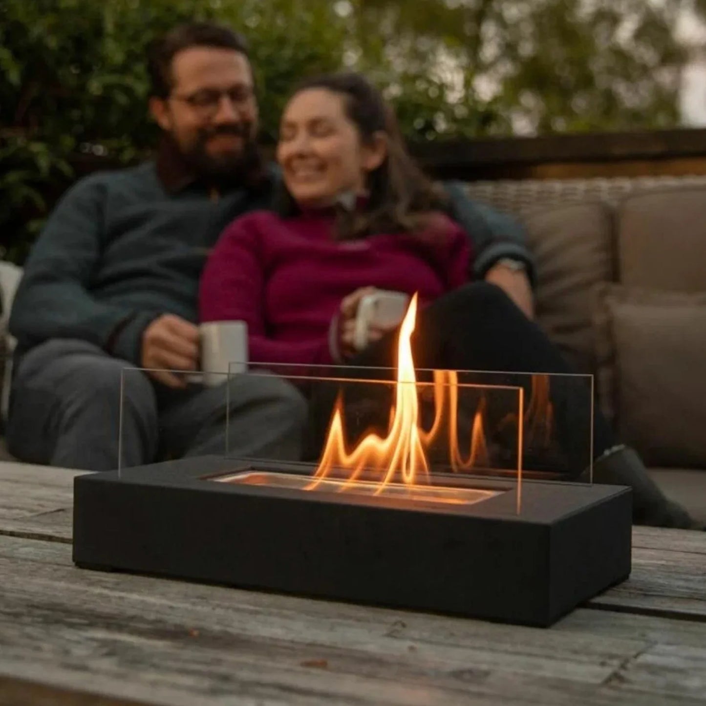 "Tabletop Fire Pit Portable Fireplace, Real Flame Burning, Smokeless"