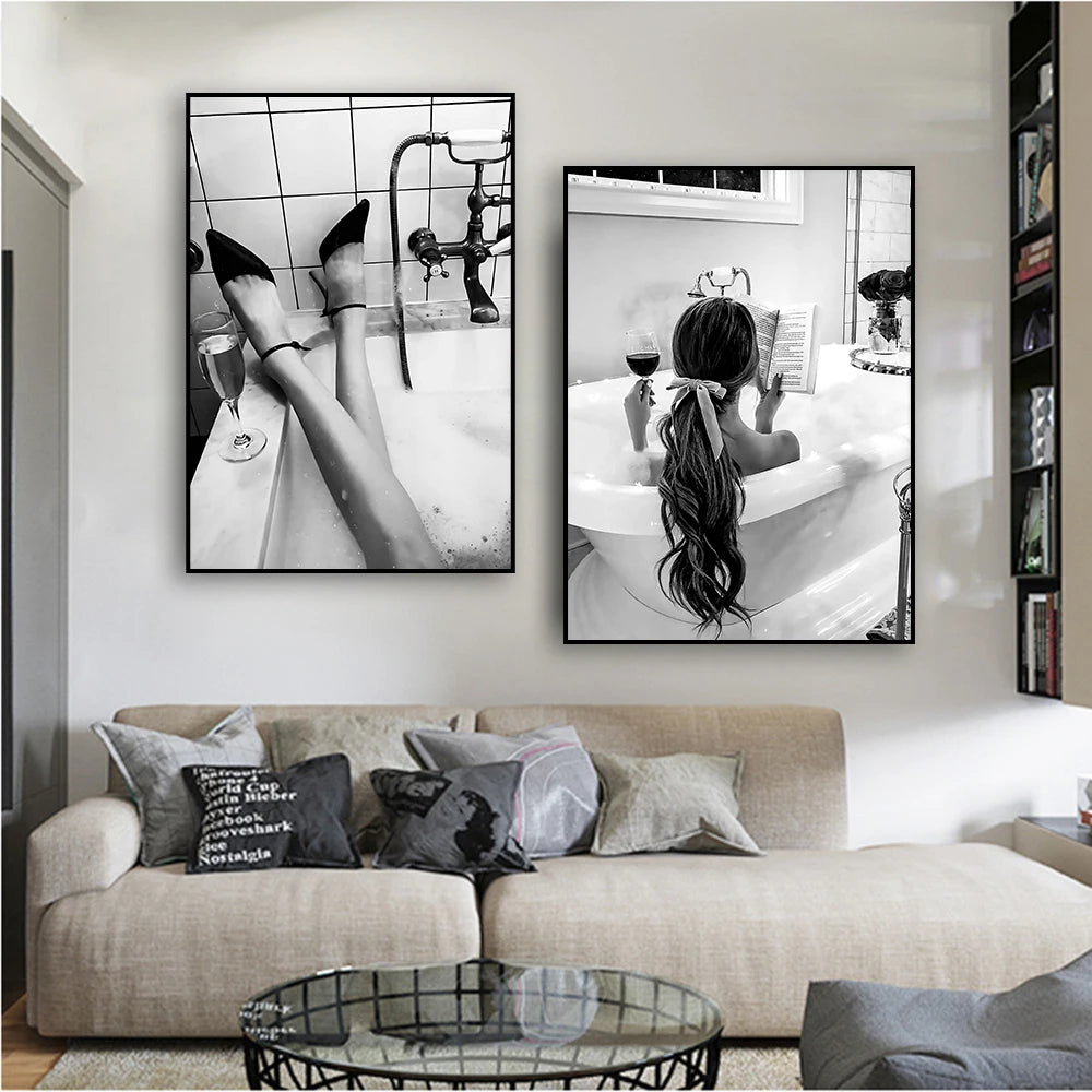 Woman in Bathtub Canvas Print