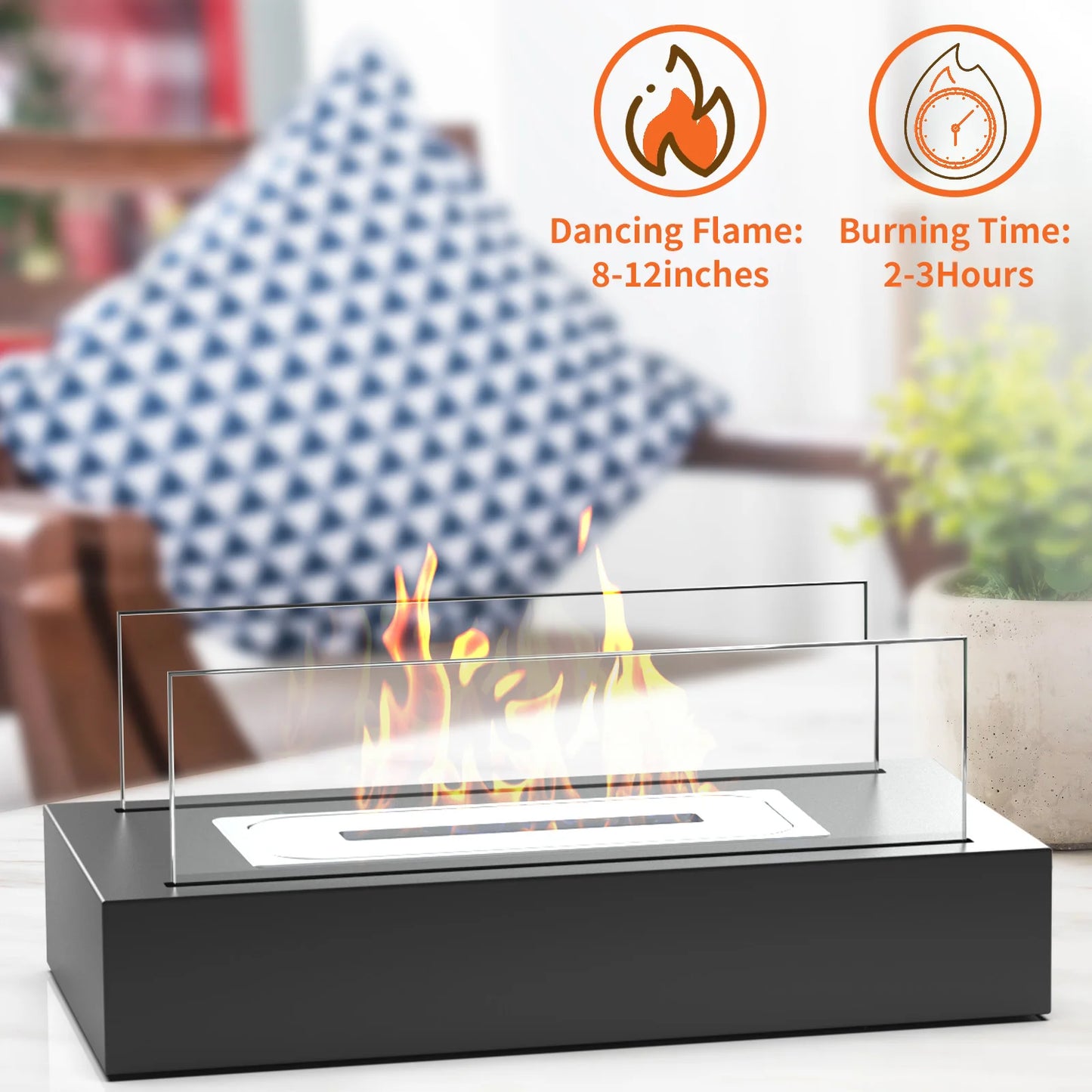 "Tabletop Fire Pit Portable Fireplace, Real Flame Burning, Smokeless"
