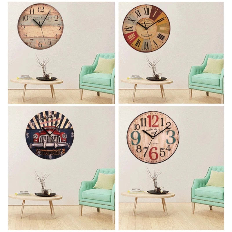 Wooden Silent Wall Clock, 9-inch Coffee Theme
