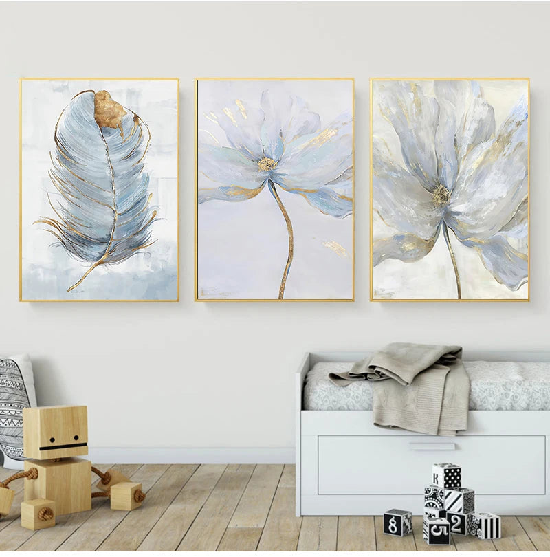 Scandinavian Flower Canvas Art Abstract Painting Print