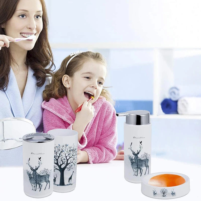 GOALONE 6-Piece Grey Tree Deer Bathroom Set