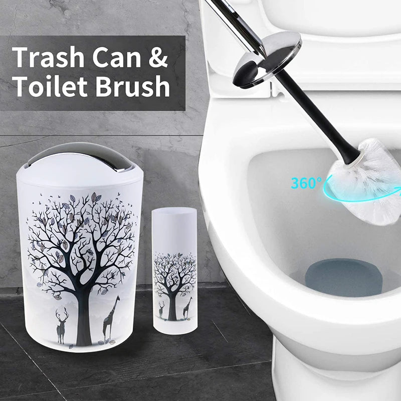 GOALONE 6-Piece Grey Tree Deer Bathroom Set