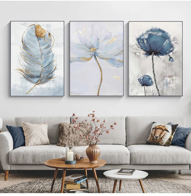 Scandinavian Flower Canvas Art Abstract Painting Print