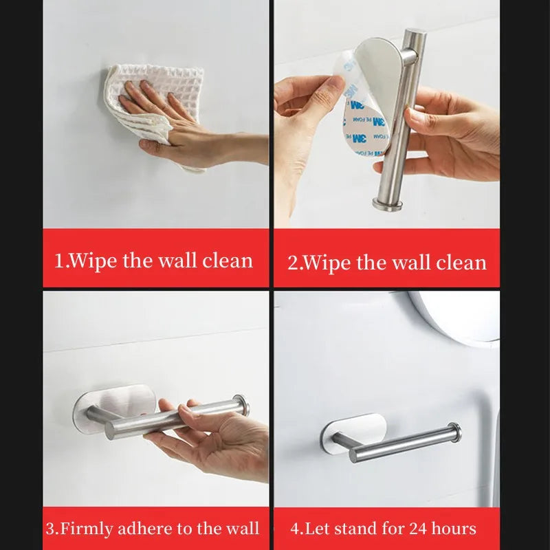 Stainless Steel Self-Adhesive Paper Towel & Toilet Roll Holder