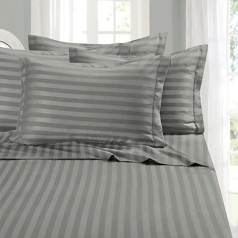 2/3pcs Luxury Quilted Comforter Set - Grey Stripe