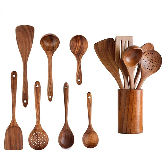 Teak Wood Cooking Utensils Set