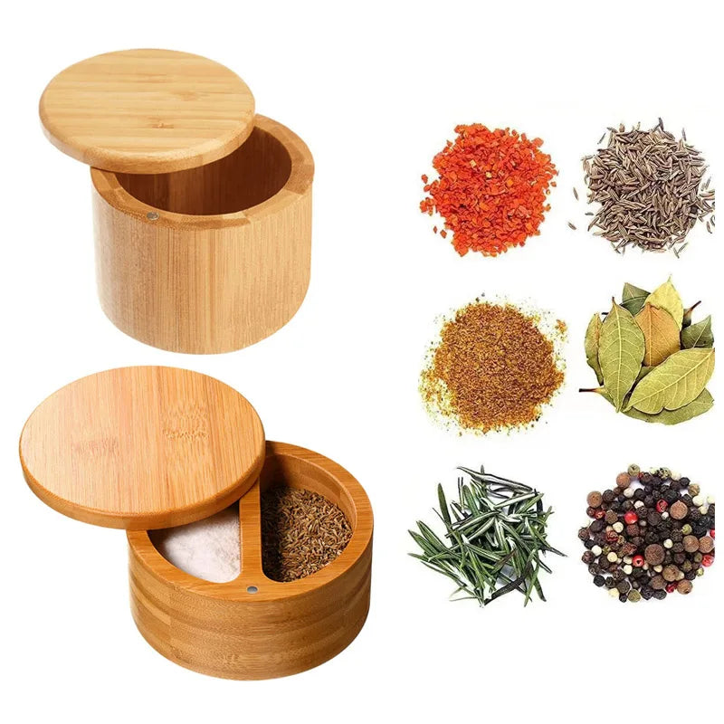 Natural Bamboo Spice Jar Storage Box