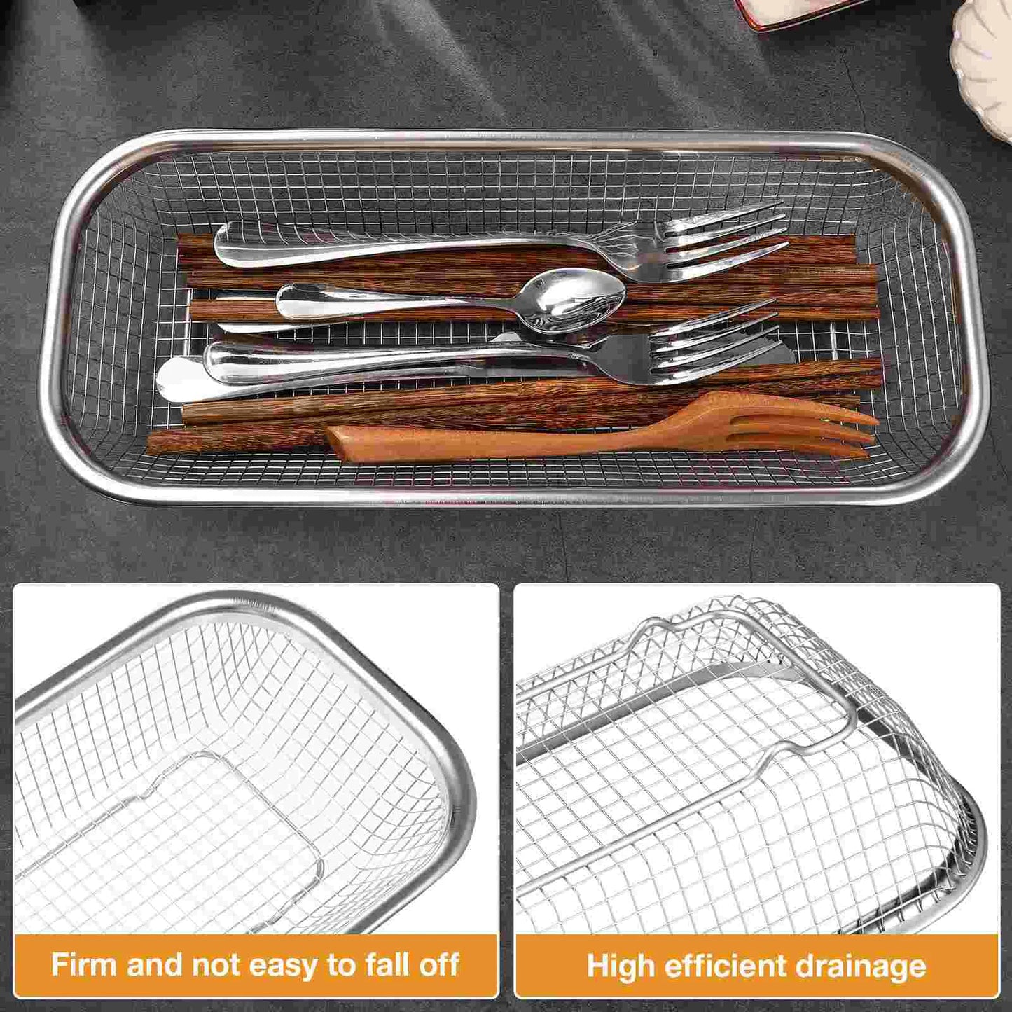 Stainless Steel Cutlery Storage Basket Mesh