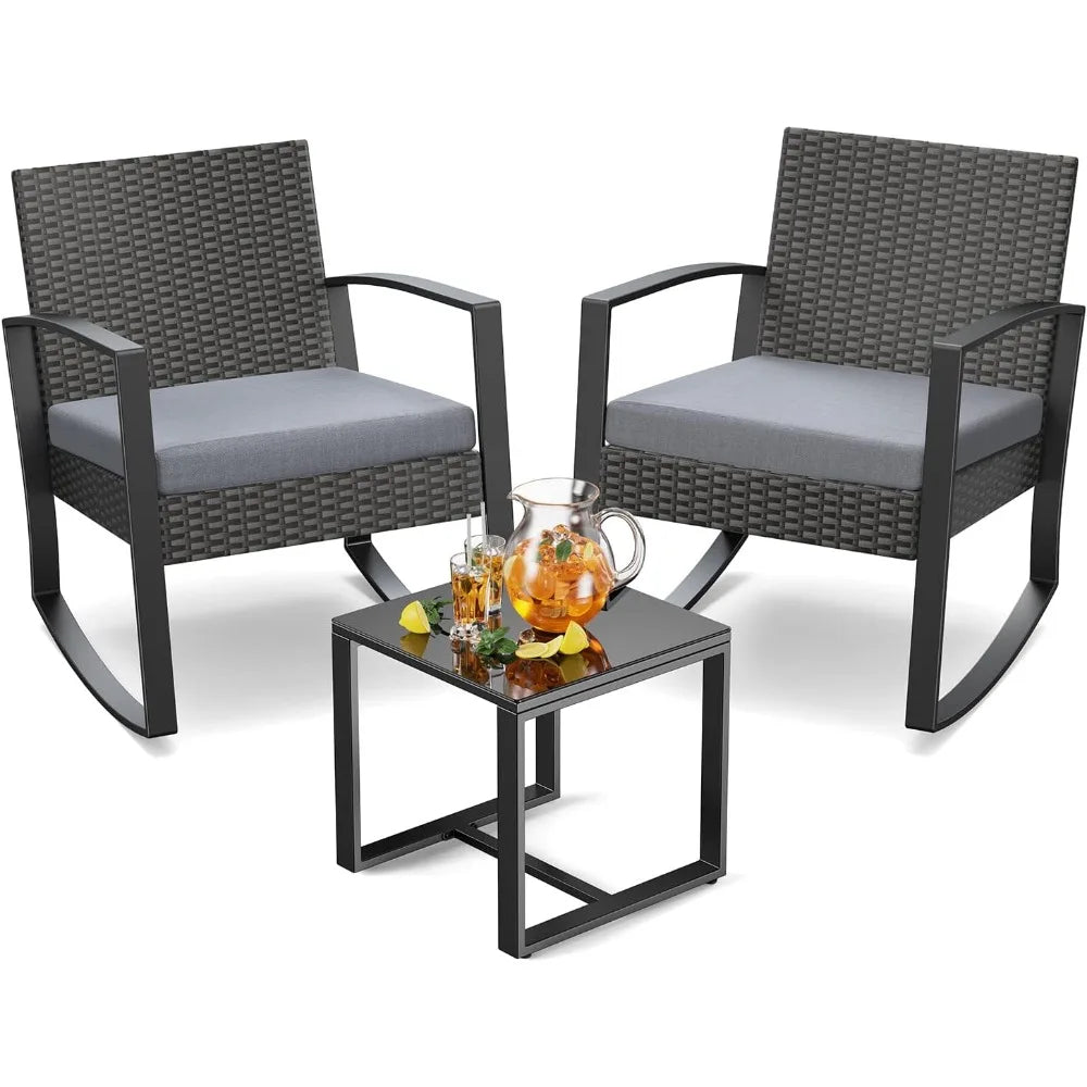 Noelse 3 Piece Wicker Patio Furniture Set