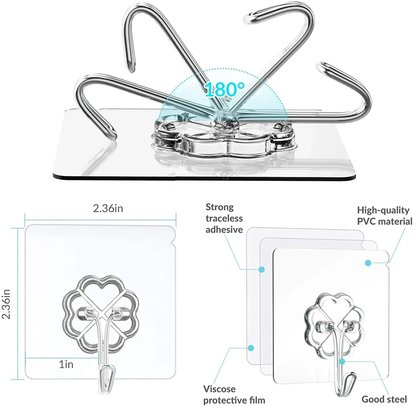 Transparent  Self Adhesive Hooks Heavy Duty Wall Hooks