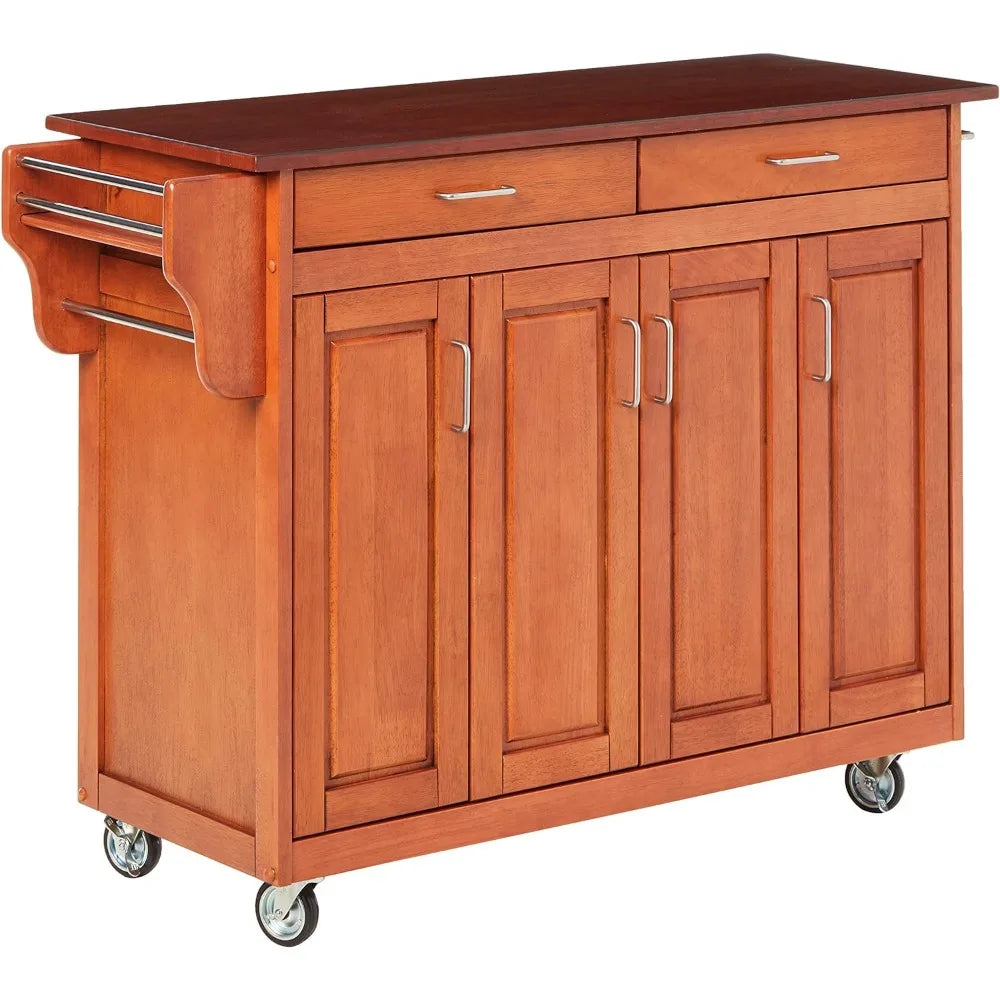 Cart Warm Oak Finish With Cherry Top By Home Styles