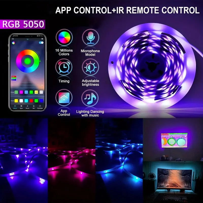 RGB USB LED Light Strip with Remote Control & Music Sync