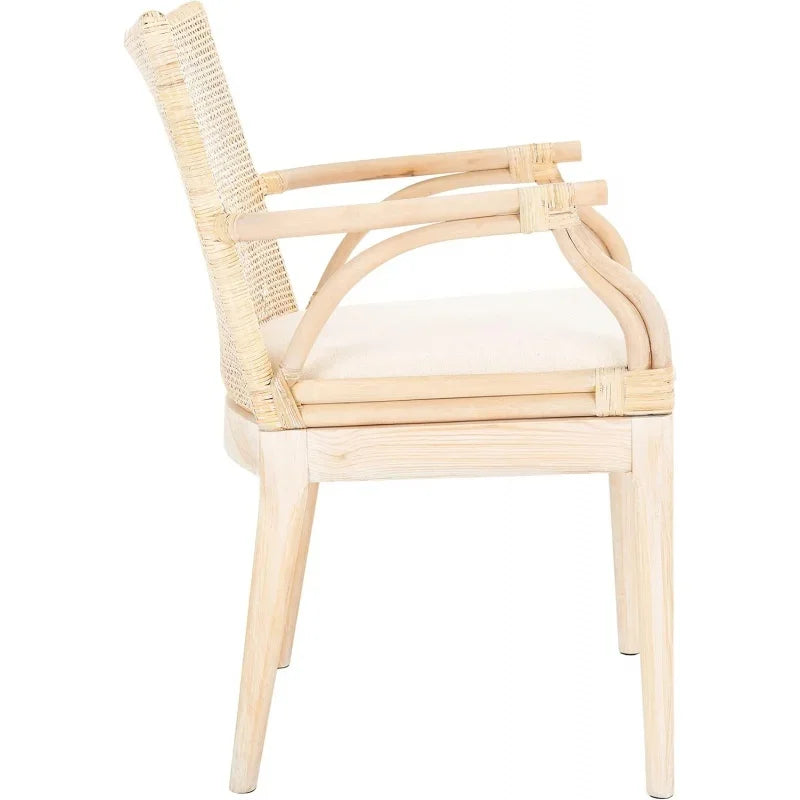 SAFAVIEH Gianni Natural Wash/White Cushion Arm Chair