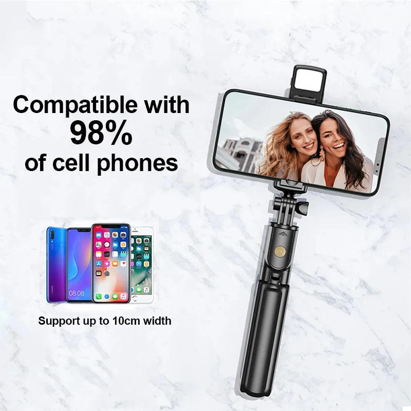 Wireless Selfie Stick Tripod with Light Bluetooth Remote