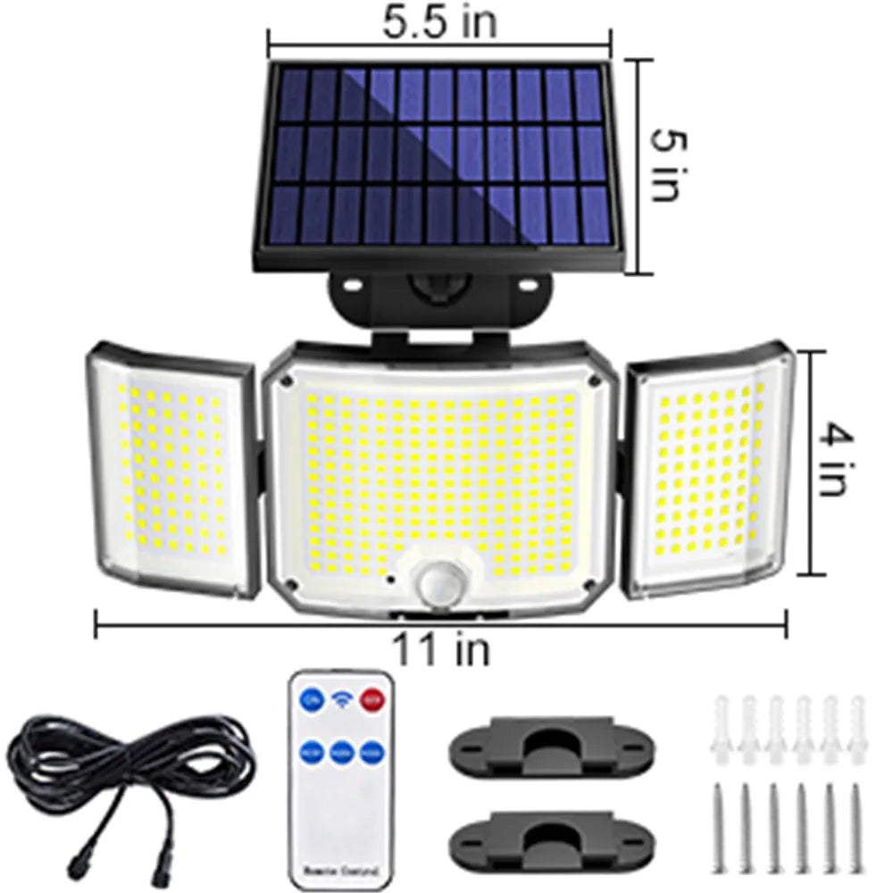 Solar Outdoor Waterproof Motion Sensor 346 LED Light with Remote Control