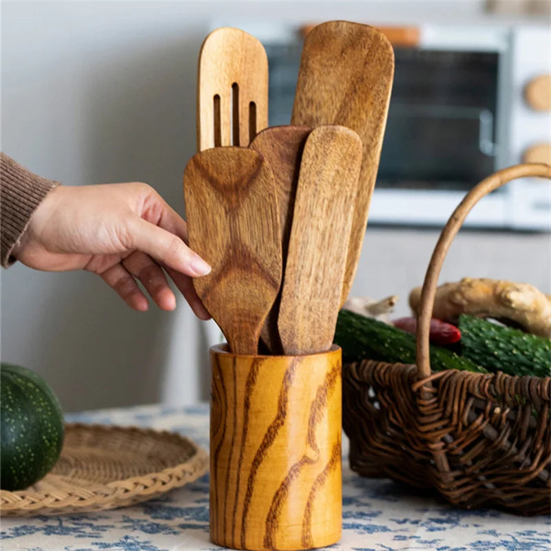 Teak Wood Long Handle Spatula