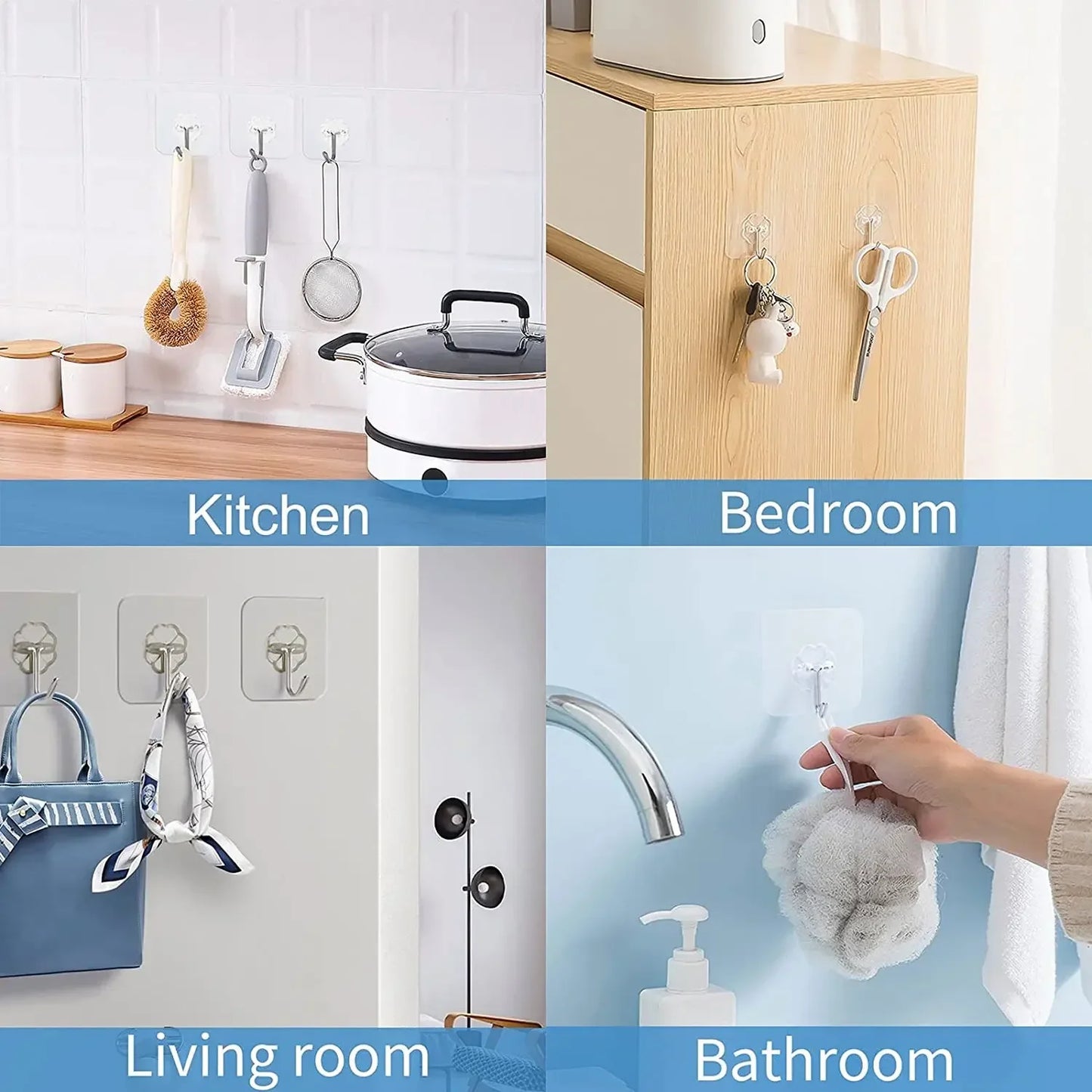 Transparent  Self Adhesive Hooks Heavy Duty Wall Hooks