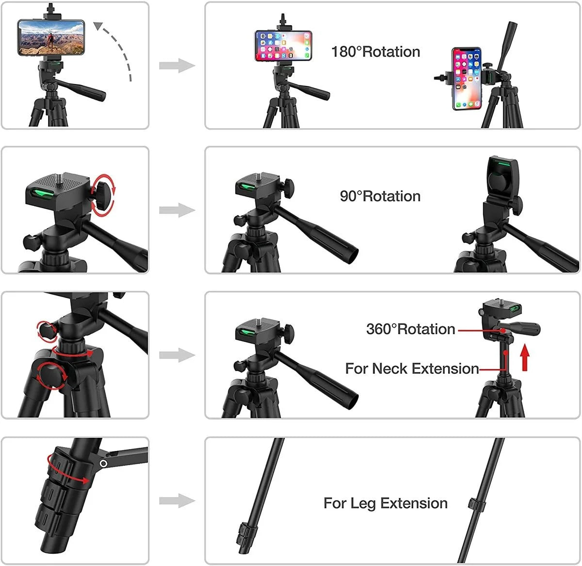 Tripod for Phone 100cm - Video Recording Stand with Bluetooth Remote