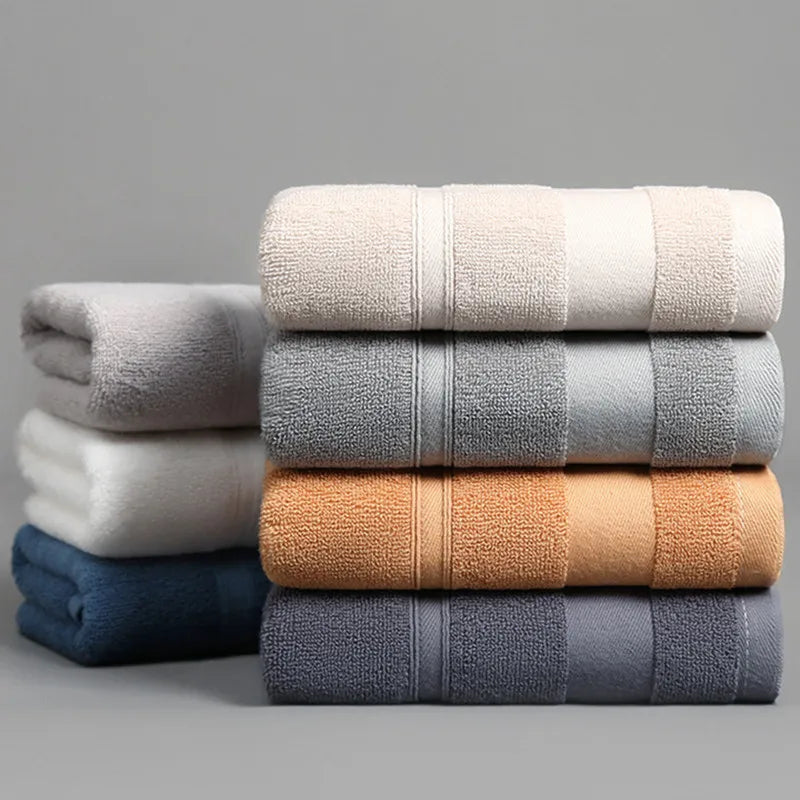 "Thickened Cotton Bath Towel - Soft, Absorbent, Solid Color"