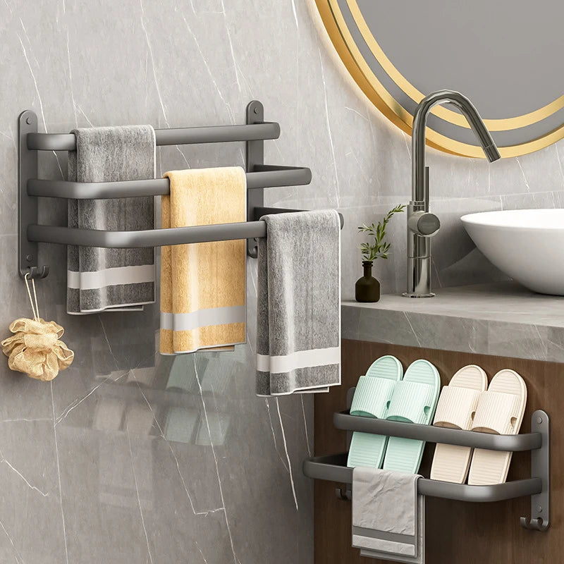 Gray Aluminum Towel Rack - Wall Mounted