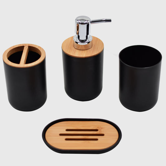 Resin Wood Bathroom Accessories Set - Dispenser, Dish, Holder