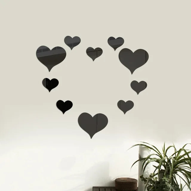 "3D Mirror Love Hearts Wall Stickers"