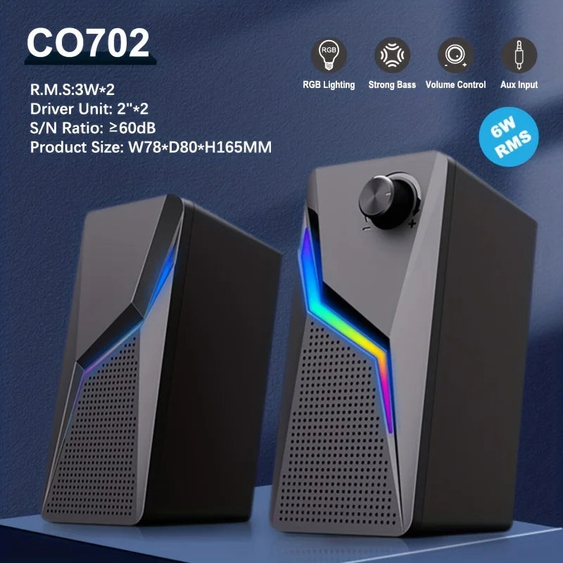 RGB Gaming Speakers with Microphone - USB Wired