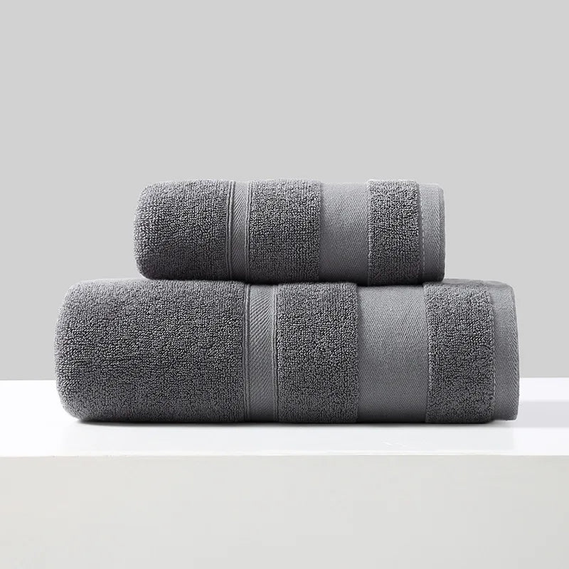 "Thickened Cotton Bath Towel - Soft, Absorbent, Solid Color"