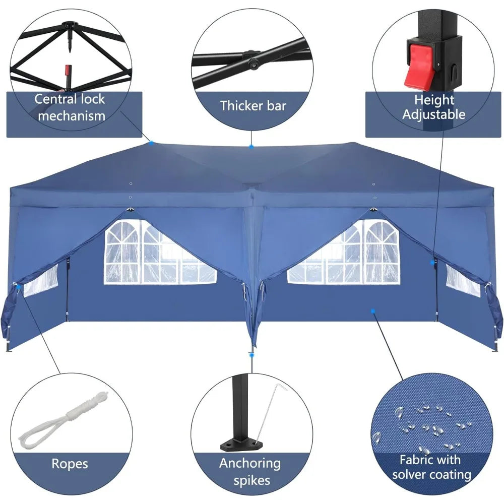 "Pop-Up Rain Shelters with Side Walls and Handbags, Outdoor Pavilion"10x20