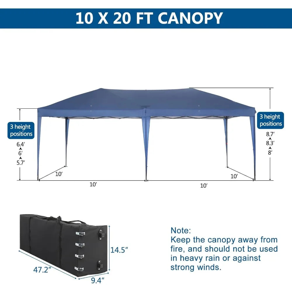 "Pop-Up Rain Shelters with Side Walls and Handbags, Outdoor Pavilion"10x20