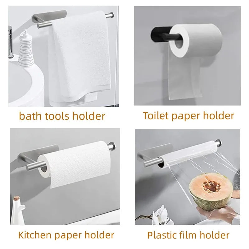 Stainless Steel Self-Adhesive Paper Towel & Toilet Roll Holder