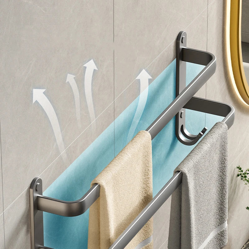 Gray Aluminum Towel Rack - Wall Mounted