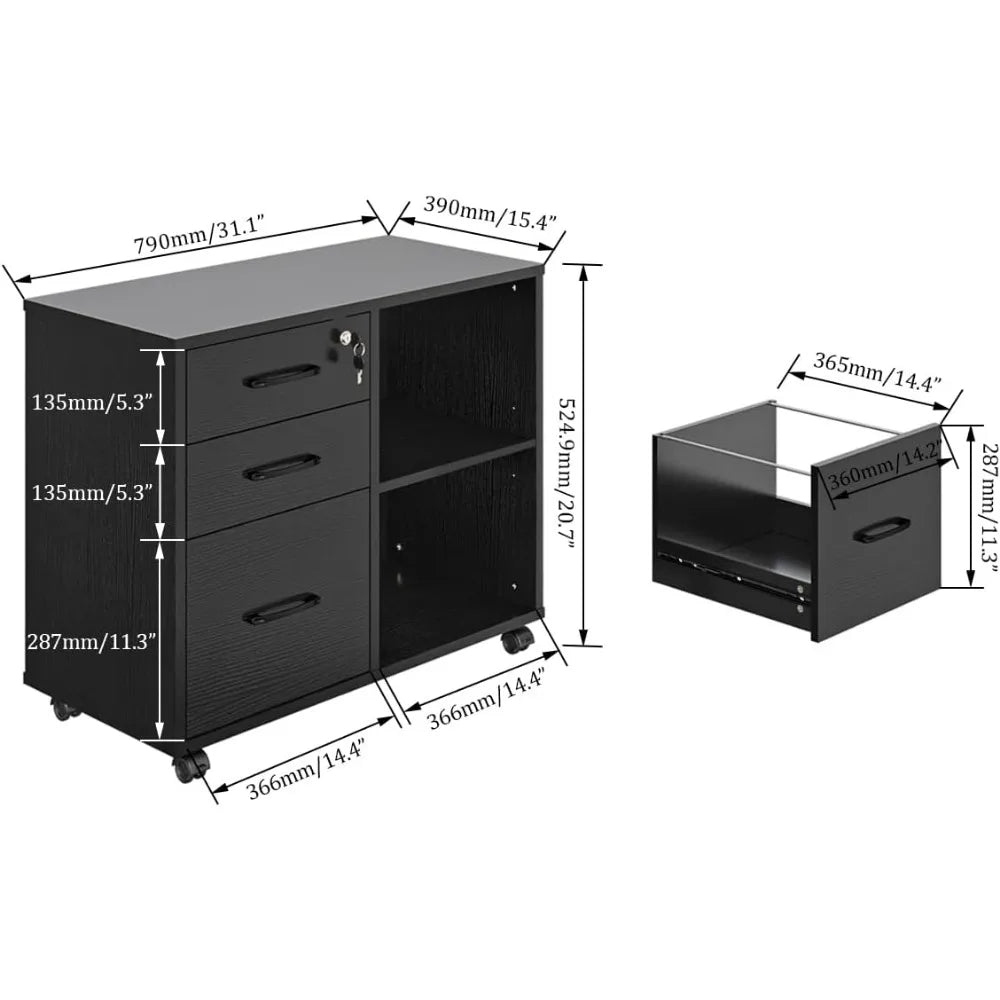 Mobile Lateral 3 Drawer Office File Cabinets