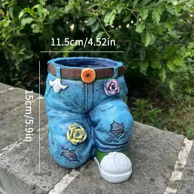 1pc Jeans Pants Shape Flower Pot Resin Statue