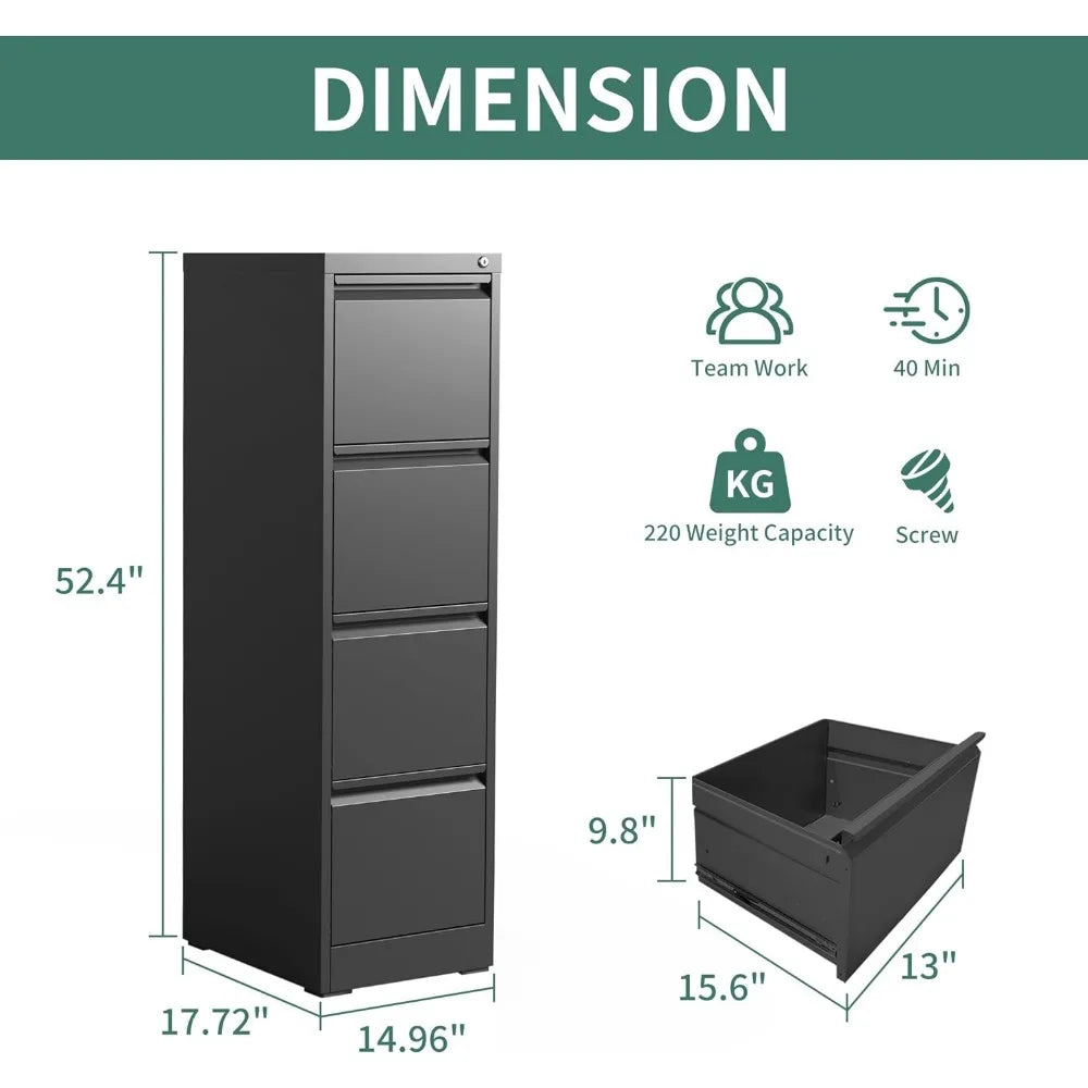 Metal Drawer File Cabinet with Lock