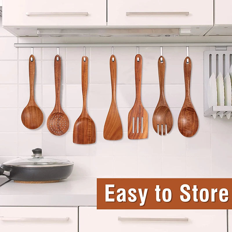 Teak Wood Cooking Utensils Set