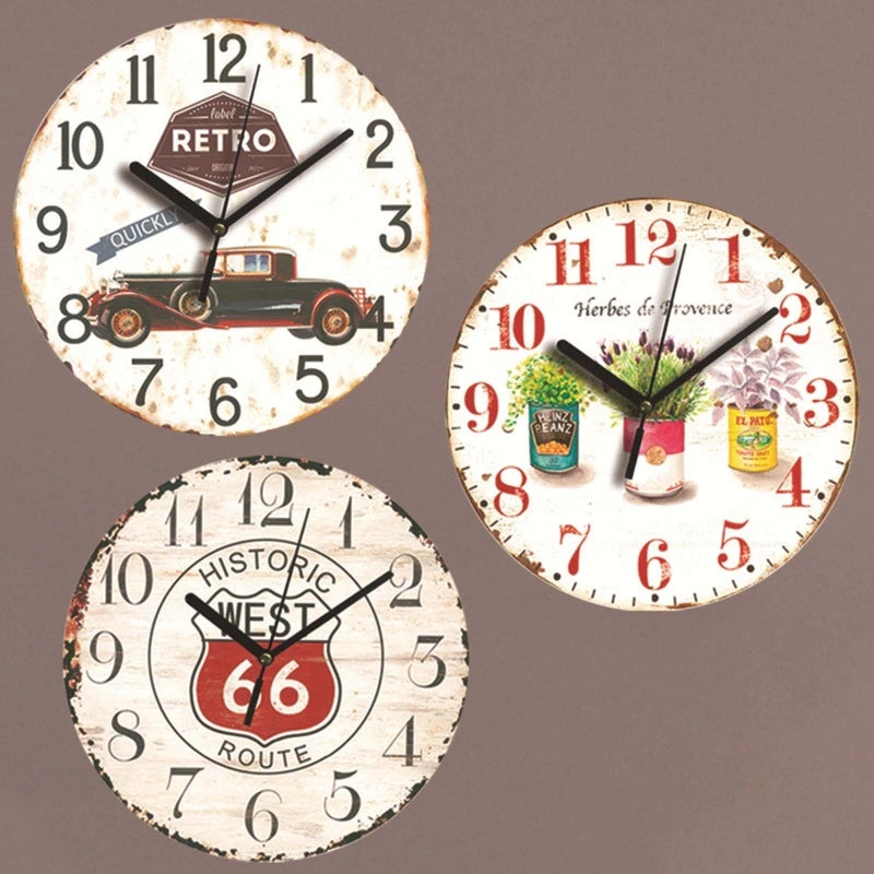 Wooden Silent Wall Clock, 9-inch Coffee Theme