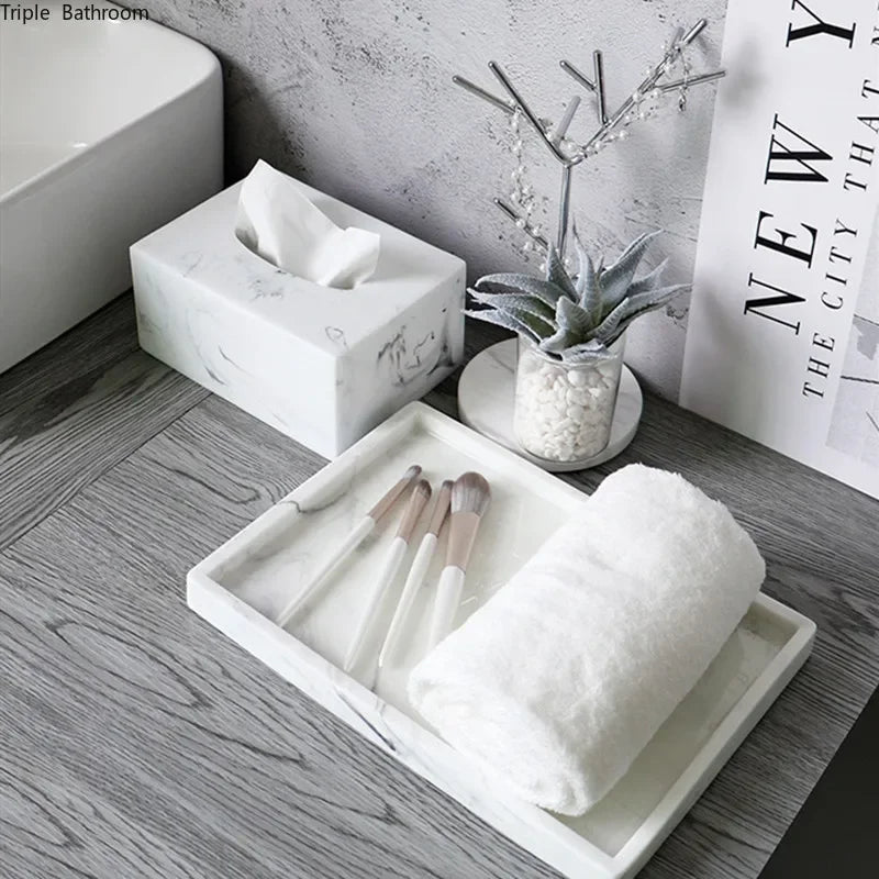 Marble Stripe Resin Bathroom Wash Set