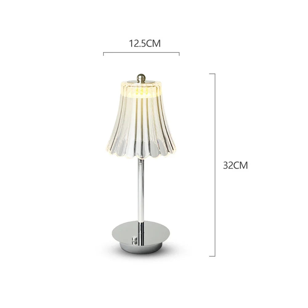 LED Crystal Table Lamp: Dimmable Rechargeable Night Light