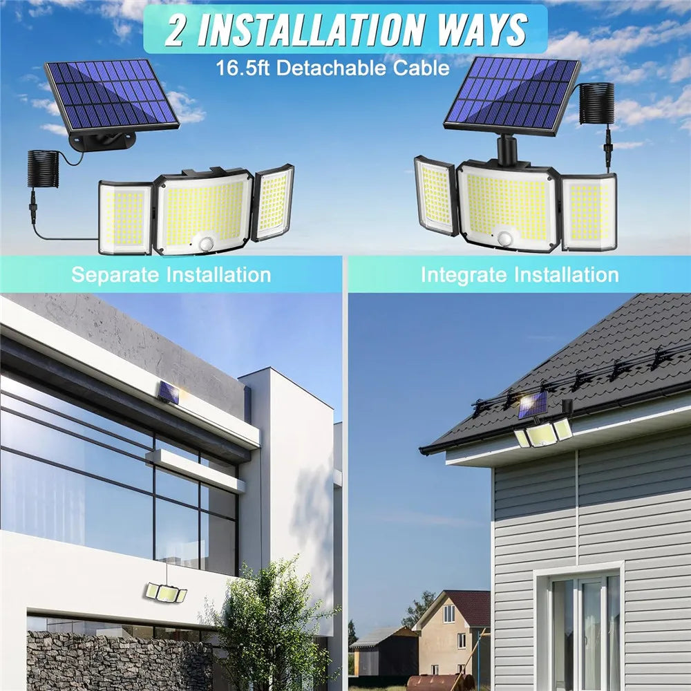 Solar Outdoor Waterproof Motion Sensor 346 LED Light with Remote Control