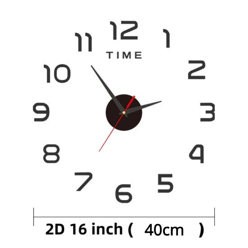 Large 3D Wall Clock Mirror Sticker