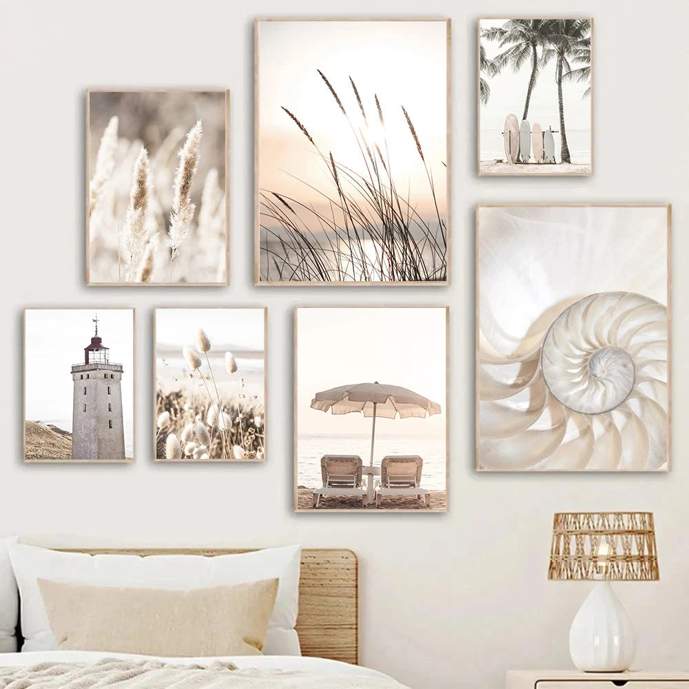 Beach Shell Sunset Canvas Art