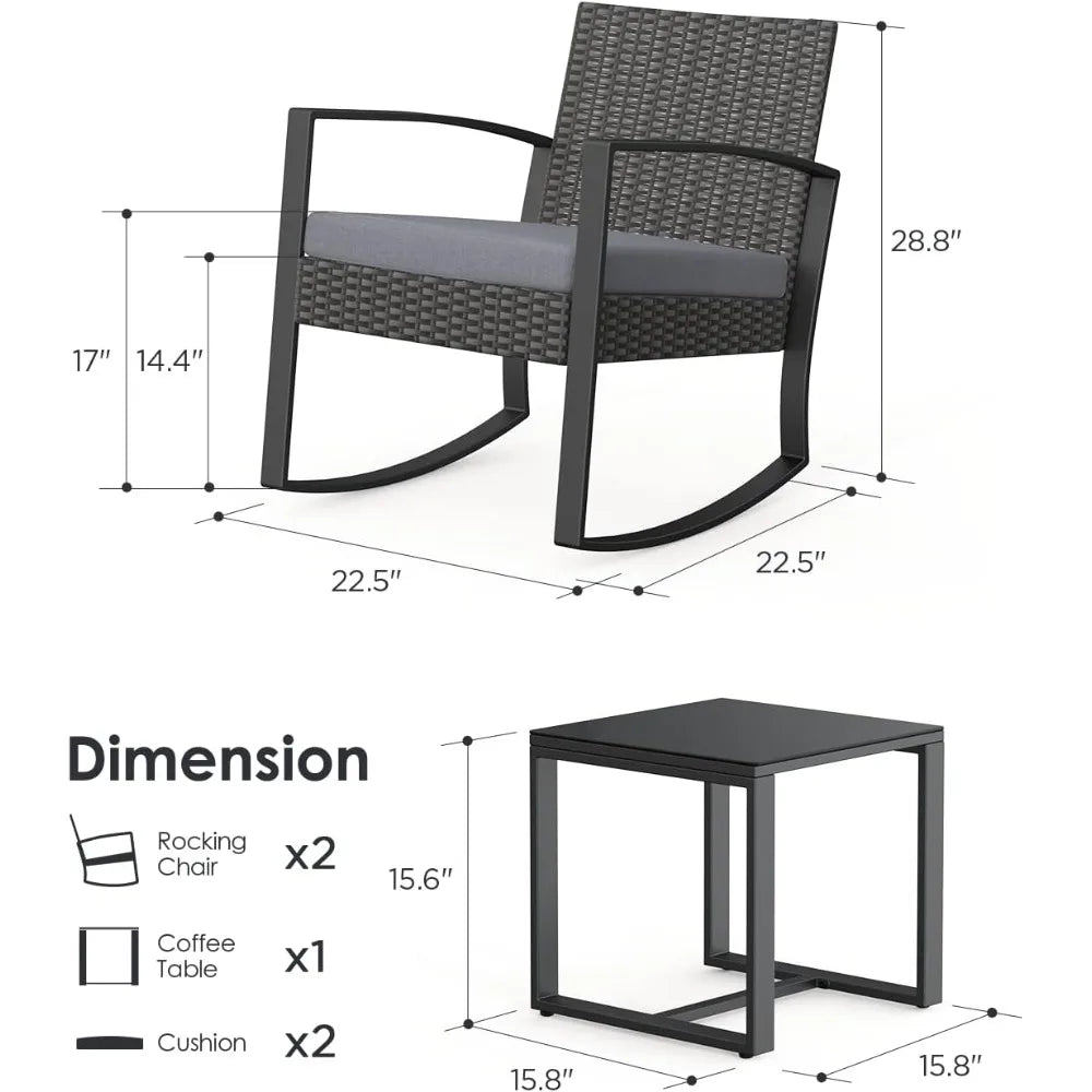 Noelse 3 Piece Wicker Patio Furniture Set