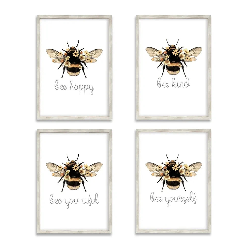 "Bee Happy Quote Poster Print"