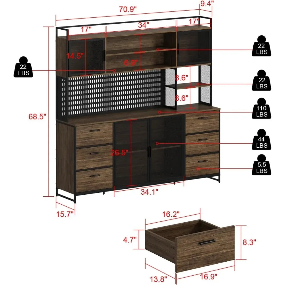 Metal 70.9" L Kitchen Cabinet