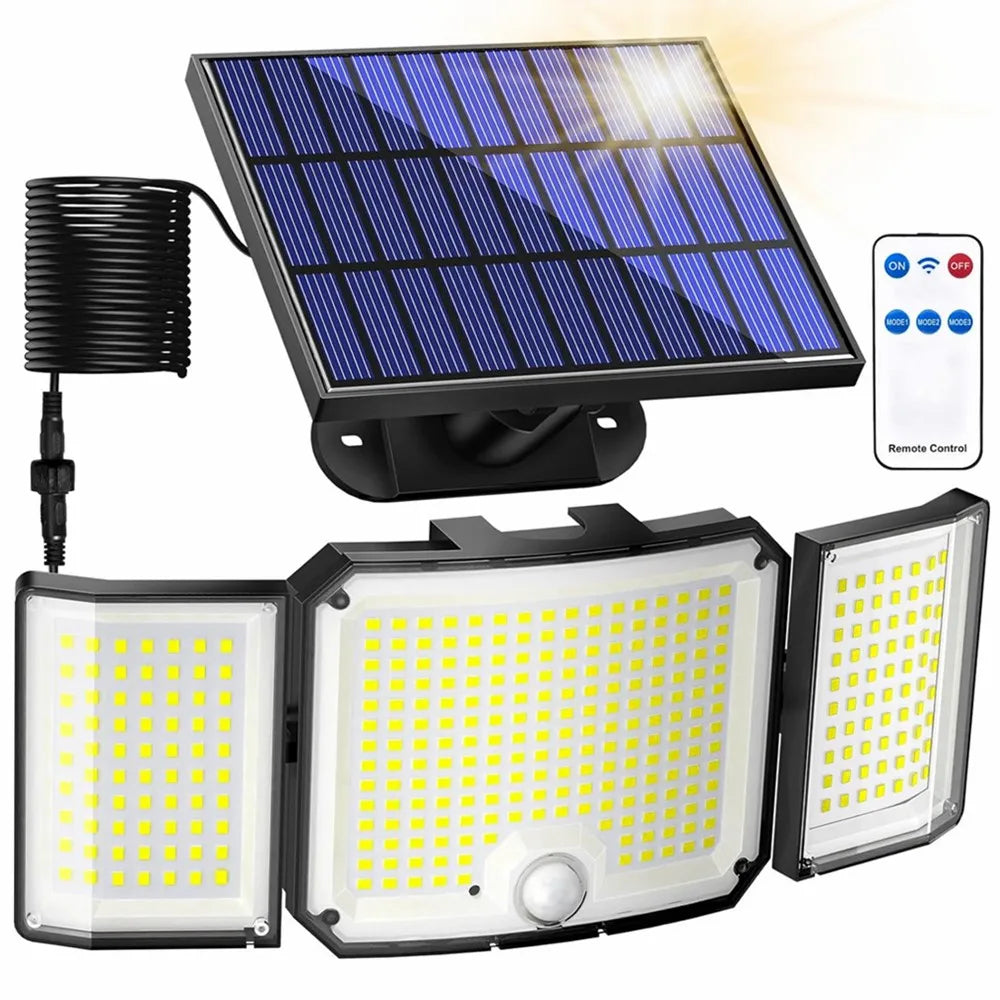 Solar Outdoor Waterproof Motion Sensor 346 LED Light with Remote Control