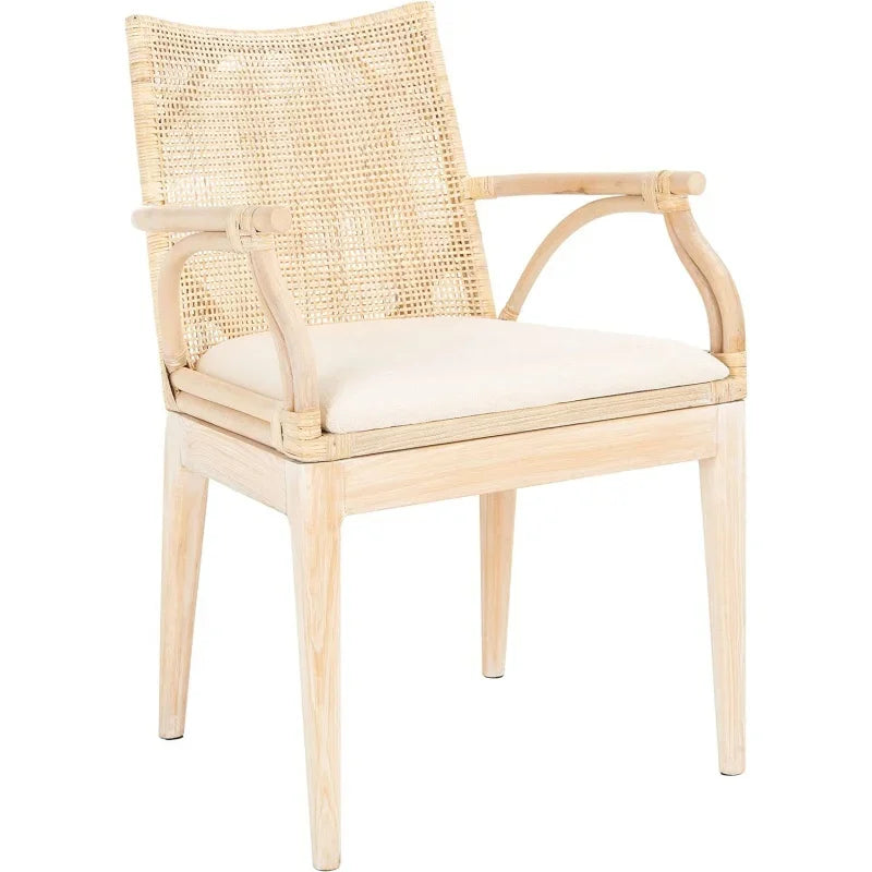 SAFAVIEH Gianni Natural Wash/White Cushion Arm Chair