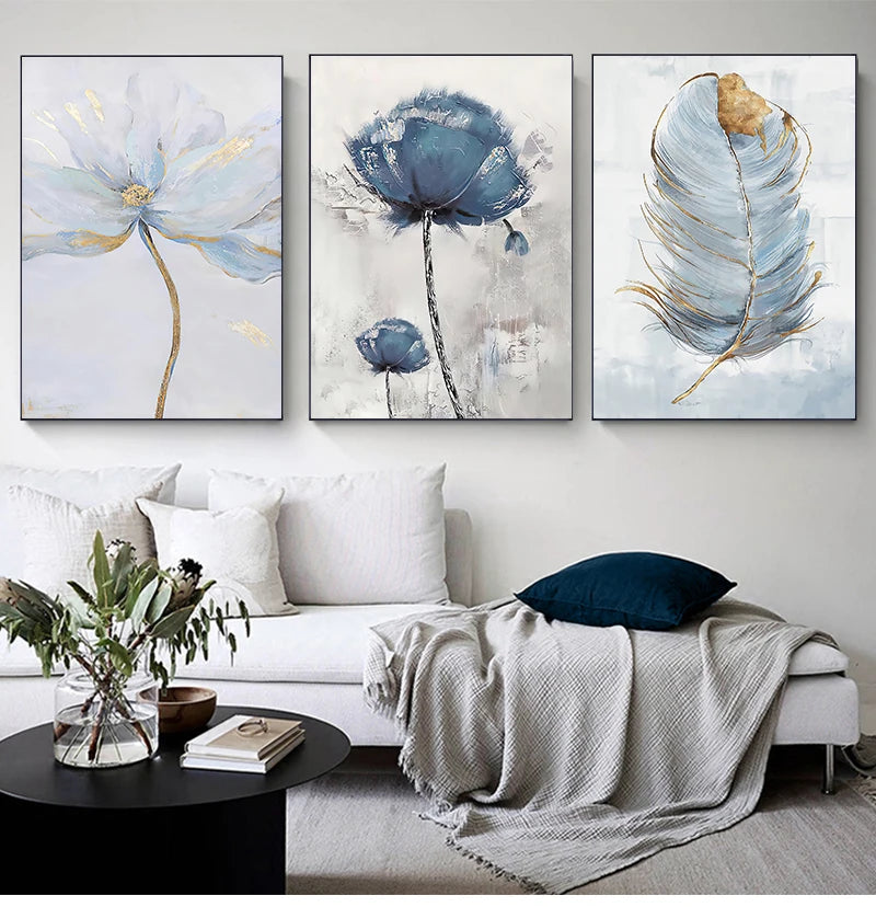 Scandinavian Flower Canvas Art Abstract Painting Print